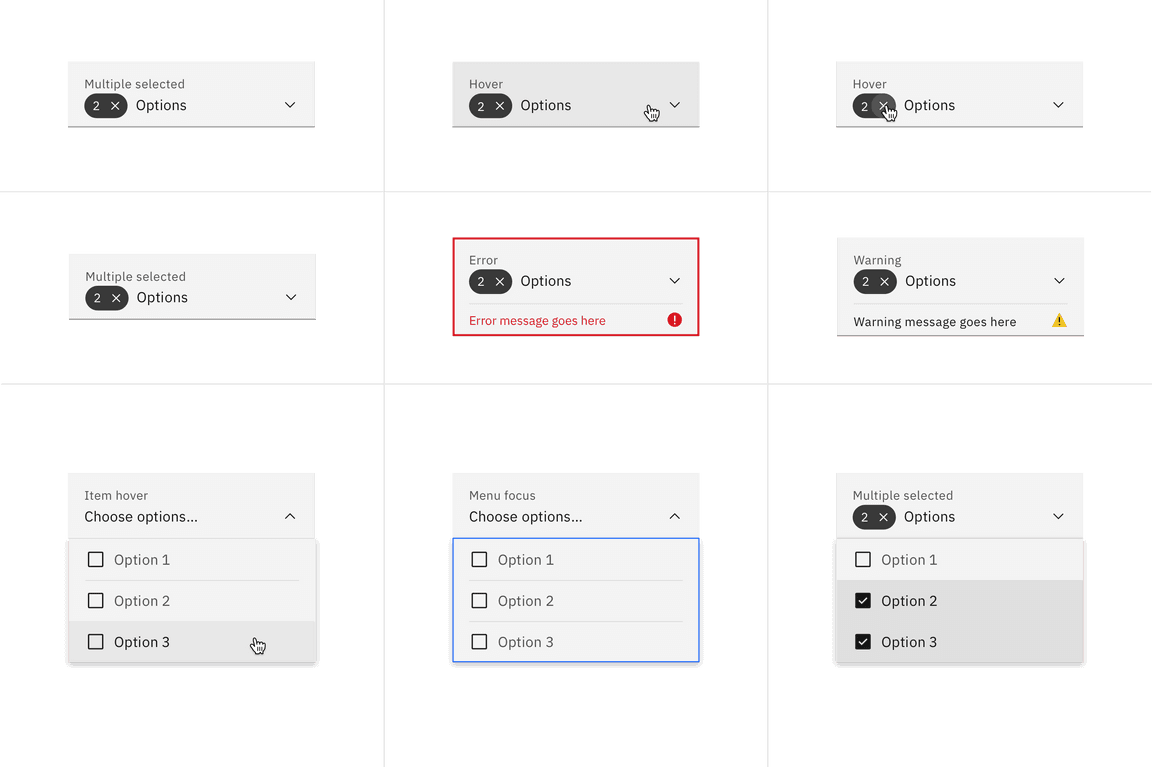 Fluid multi-select dropdown states